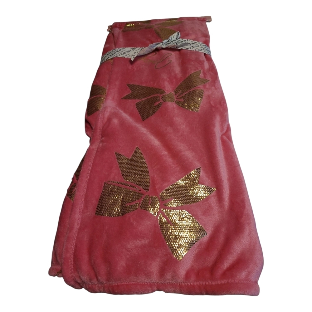 Juicy Couture Pink Throw with Gold Accents